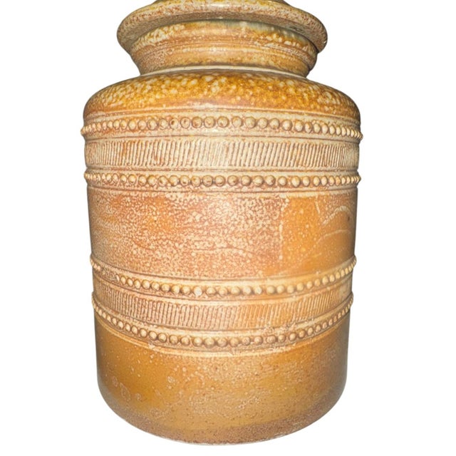 Rustic Mid 20th Century Portuguese Salt-Glazed Stoneware Lidded Canister by Campos Filhos For Sale - Image 3 of 12