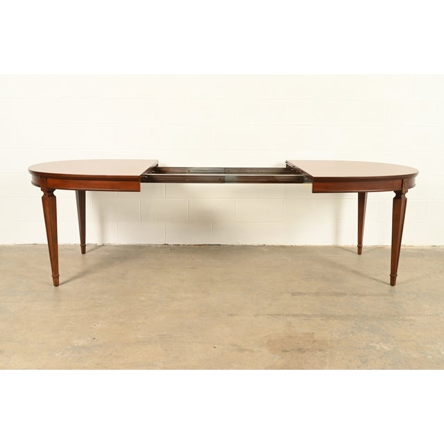 Wood Drexel French Regency Louis XVI Cherry Wood Extension Dining Table, Newly Refinished For Sale - Image 7 of 13