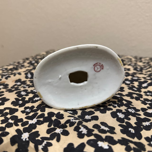 1960s Vintage Japanese Porcelain Courting Couple Figurine With Gold Accents For Sale - Image 5 of 5