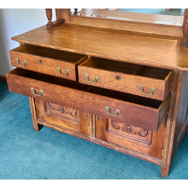 Wood Late 19th Century Victorian Tiger Oak Sideboard / Buffet For Sale - Image 7 of 12