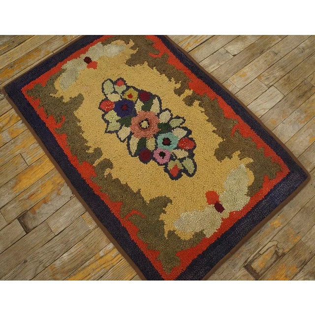 American Outstanding Multi Color With Lovely Floral Design Antique American Hooked Rug For Sale - Image 3 of 11
