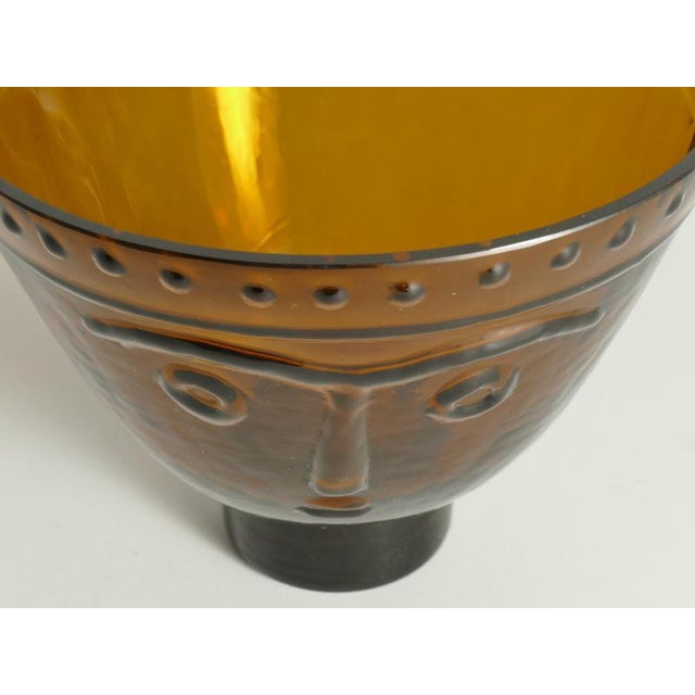 Brown Brown Glass Bowl with Face Motif by Wiktor Berndt for Flygfors, Sweden, 1960s For Sale - Image 8 of 14