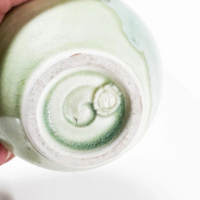 1970s Luscious Art Pottery Green Weed Pot Vase For Sale - Image 4 of 9