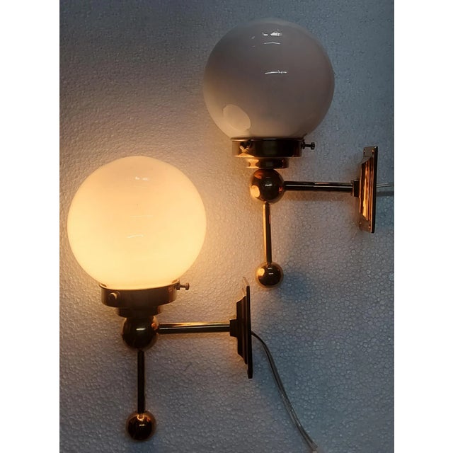 Vintage Art deco light Old Lamp Wall Sconces Fixture Brass & Milk Glass Shade Ship Light Excellent Working Condition...