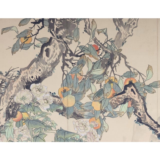 Paint Huge 5' 8" Signed Asian Watercolor Painting on Silk - Professionally Joined Screen Panels For Sale - Image 7 of 12