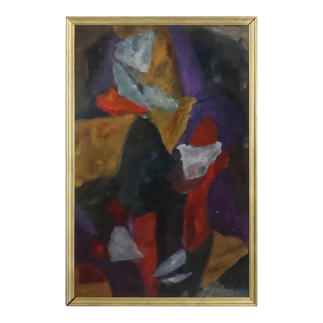 Untitled Abstract Composition Oil Painting, Circa 1950 For Sale