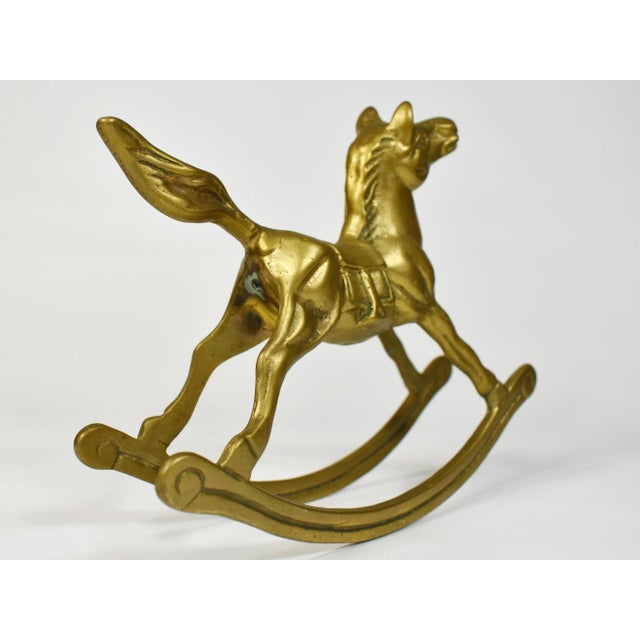 Vintage Solid Brass Rocking Horse Figurine For Sale - Image 6 of 7