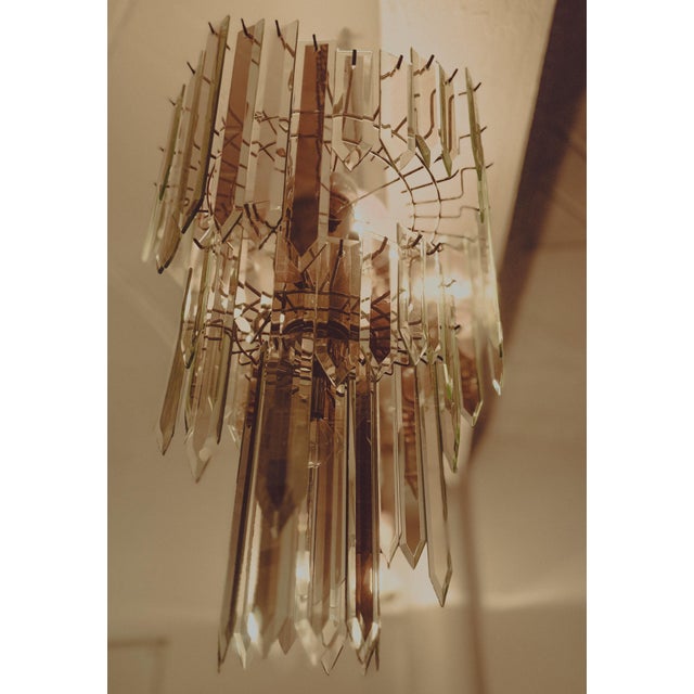 1970s Vintage 1970s Prism Chandelier | Italian Murano-Style Waterfall Fixture For Sale - Image 5 of 5