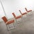 4 Streamline Modern Railroad Dining Car Chairs in Stainless Steel & Orange Abstract Upholstery For Sale - Image 10 of 13