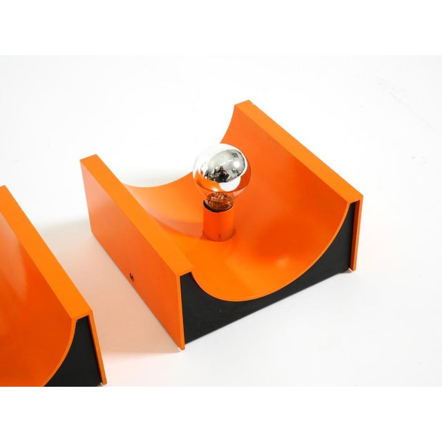 Space Age Metal Wall Lamps in Orange by Klaus Hempel for Kaiser Leuchten, 1960s, Set of 2 For Sale - Image 15 of 18