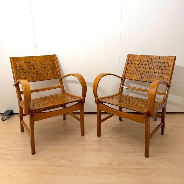 Gelenka Armchairs in Solid Beech Wood, Germany, 1950, Set of 2 For Sale - Image 3 of 18