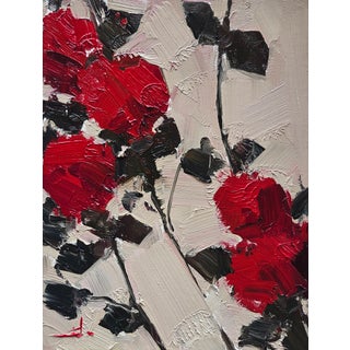 Red Flowers Oil Painting by Vivek Mandalia For Sale