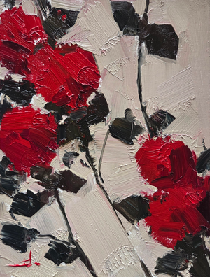 Red Flowers Oil Painting by Vivek Mandalia