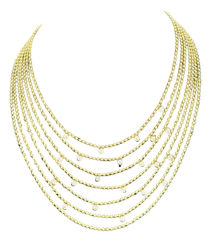 Draperie Diamond 18K Yellow Gold Multi Link Choker Ball Necklace, 7 Layers