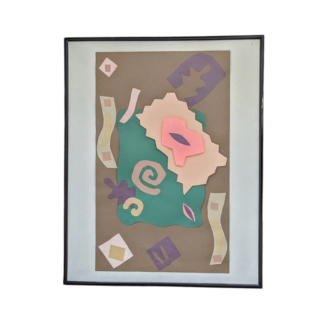 Paper Henri Matisse Style Framed Paper Cutout Collage Art For Sale - Image 7 of 8