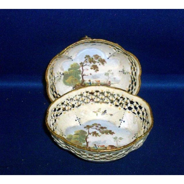 18th Century Bilston Battersea Enamel Reticulated Baskets or Trays - A Pair For Sale - Image 9 of 10