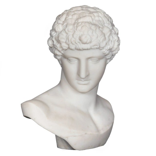 Grand Tour Grand Tour 19th Century Marble Bust of Antinous as Hermes by Filli Pugi For Sale - Image 3 of 12