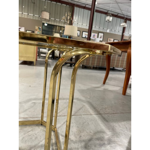 Mid 20th Century Mid-Century Brass & Glass Hexagonal End Table For Sale - Image 5 of 6