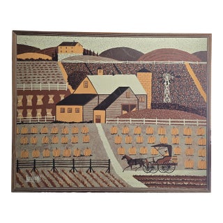 Large Signed Lee Reynolds Original Oil Painting | Vanguard Studios | Mid-Century Modern Abstract Landscape For Sale