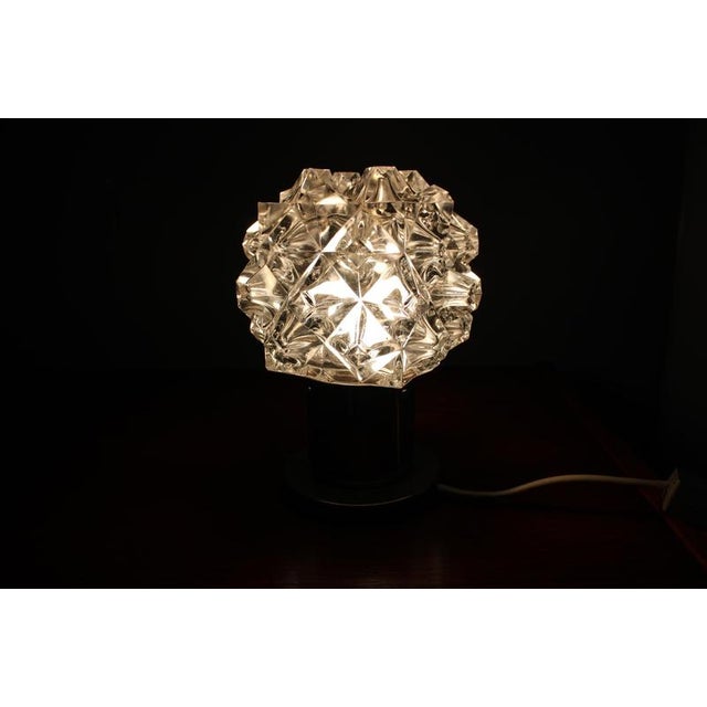 Mid-Century Modern Czech Crystal Glass Table Lamp, 1970s For Sale - Image 9 of 12