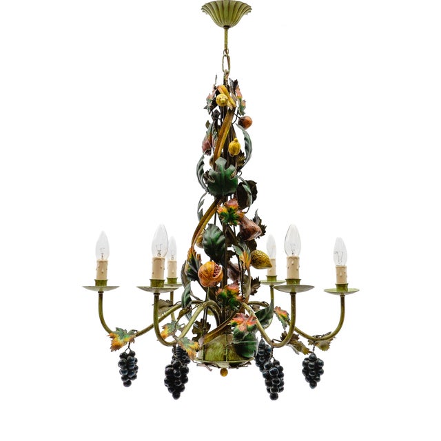 Huge Floral 6-Light Fruit Strand Hanging Lamp by Hans Kögl, Germany, 1970s For Sale