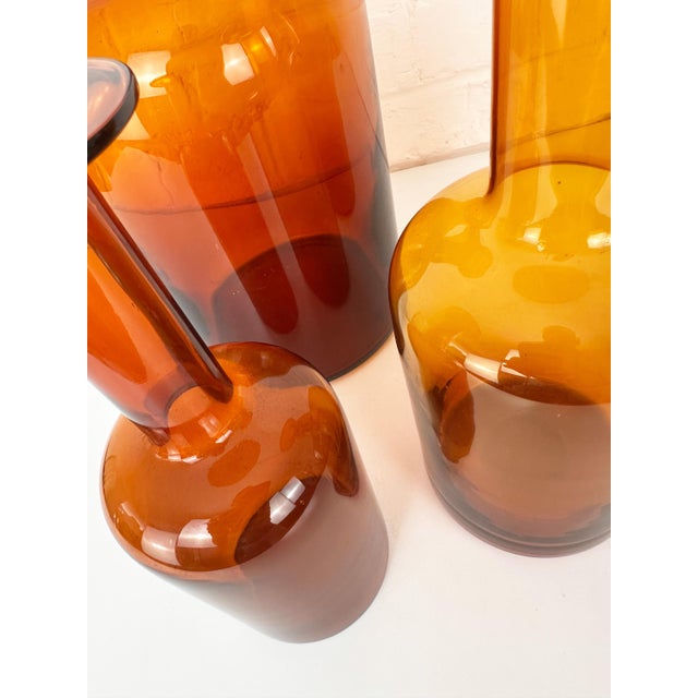 Glass Amber Floor Vase Vases by Otto Brauer for Holmegaard, Denmark, 1960s, Set of 4 For Sale - Image 7 of 13
