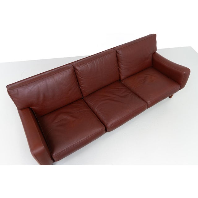 Brown Danish Modern Leather and Rosewood Sofa from Eran, 1960s For Sale - Image 8 of 18