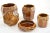 Antique circa 1890 Frie Onnaing majolica four-piece desk or smoking set with an Art Deco motif in warm chocolate brown...