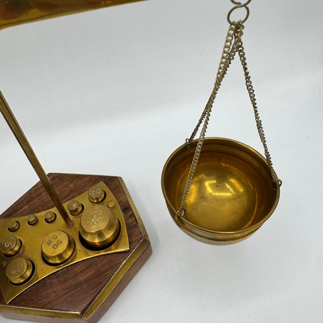 Precision Scale in Brass and Wood, 1920s For Sale - Image 4 of 12