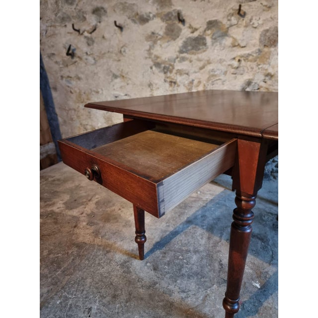 Wood Antique English Mahogany Drop-Leaf Table For Sale - Image 7 of 18