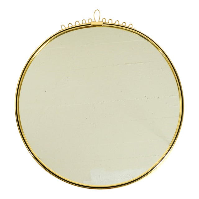 Mid-Century Modern Brass Wall Mirror from Lenz, 1964 For Sale