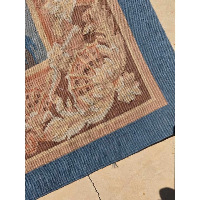 Blue Aubusson Style French Tapestry "The Cherry Pickers" For Sale - Image 8 of 14