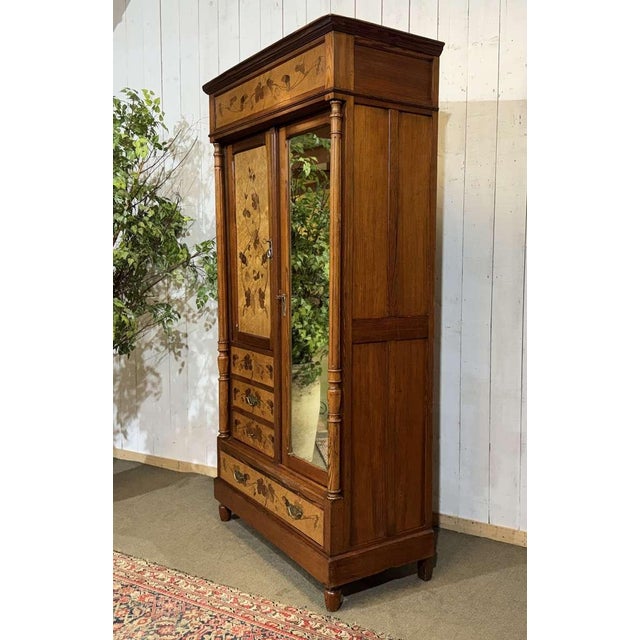 20th Century Art Nouveau Wardrobe in Pitch Pine and Speckled Maple Burl For Sale - Image 18 of 18