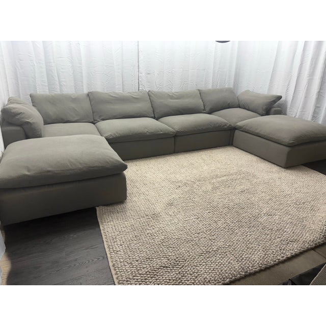 RH Restoration Hardware Cloud® Modular Sectional — 6-Piece Configuration Performance Linen Weave in Fog | Summer 2024...