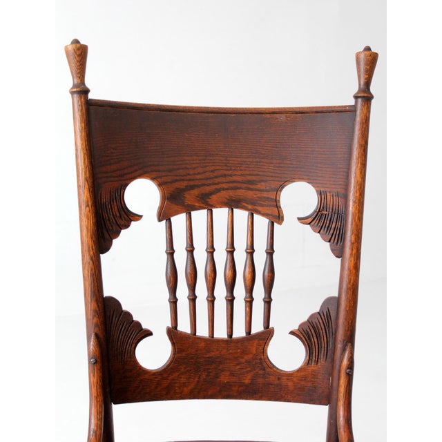 Victorian Antique Eastlake Victorian Side Chair With Leather Seat For Sale - Image 3 of 17
