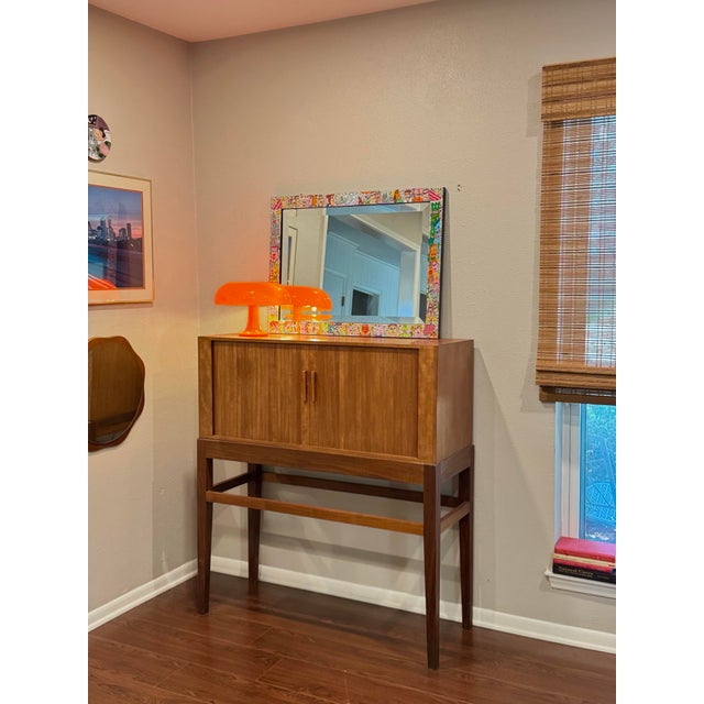 A Tall Mid Century Modern Danish Cocktail Cabinet With Tambour Doors, Circa 1960s For Sale In Houston - Image 6 of 12