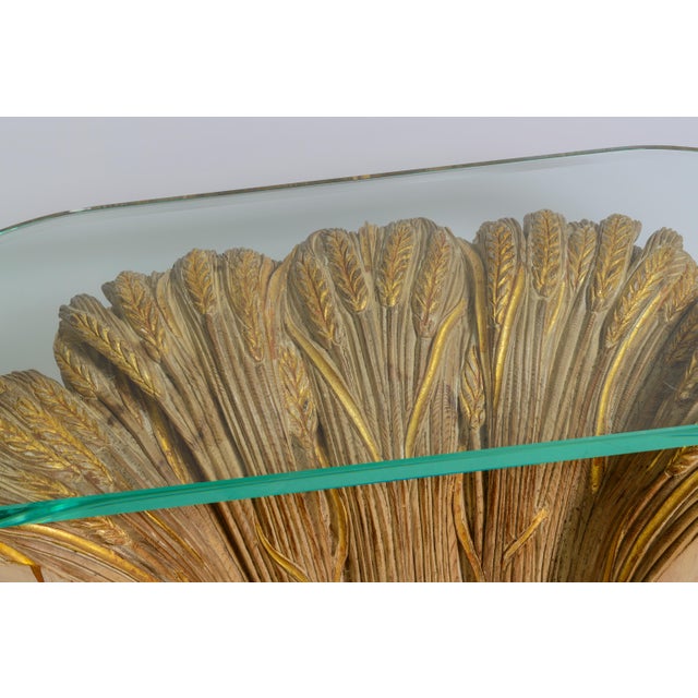Camel Italian Hollywood Regency "Sheaf of Wheat" Console Table, by Franco Chelini in the 1970s. For Sale - Image 8 of 10