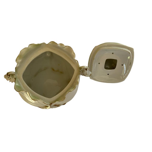 Ceramic Rare Antique Royal Bayreuth White Poppy Porcelain Humidor Jar Figural Deponiert Germany Early 1900s For Sale - Image 7 of 7