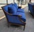 Pair of Ethan Allen Louis XVI–Style Loveseats in Blue Velvet With Carved Walnut Frames For Sale In Raleigh - Image 6 of 16