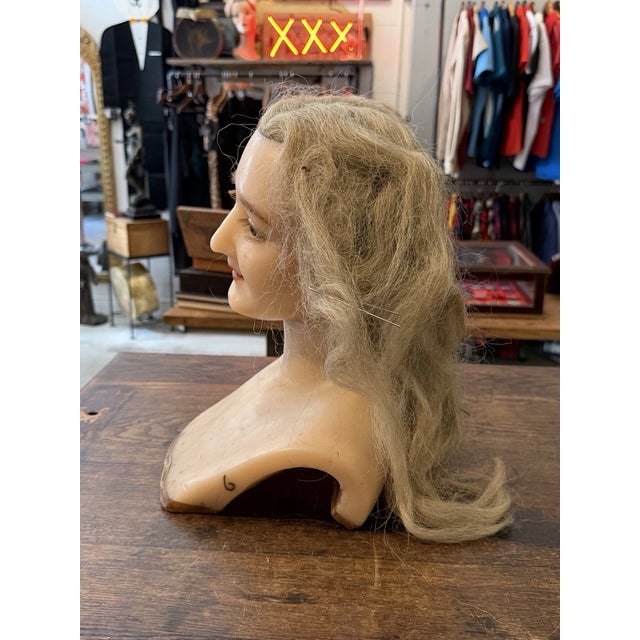Wax 1900s Antique Wax Mannequin Head / French Store Display For Sale - Image 7 of 7