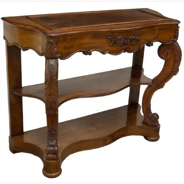 19th Century Rococo Revival Carved Mahogany Console Table For Sale - Image 13 of 13