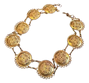 1970s Costume Jewelry Gilded Metal Medallion Italian Necklace