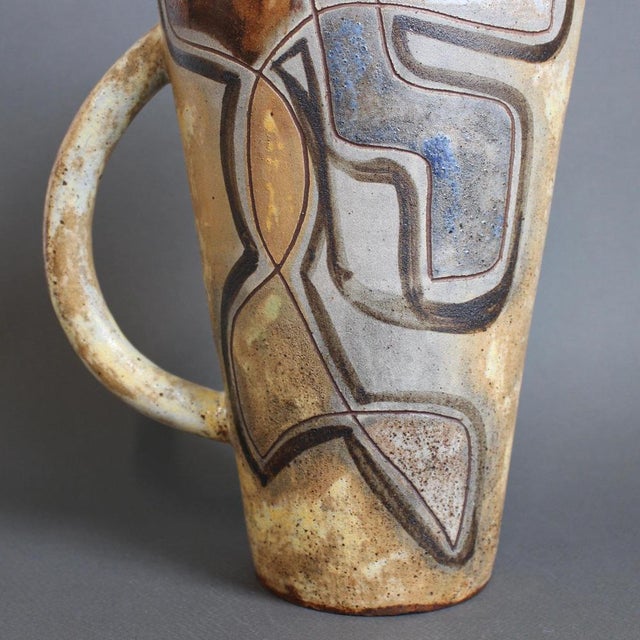 Vintage French Ceramic Pitcher with Abstract Motif by Alexandre Kostanda, 1960s For Sale - Image 9 of 18