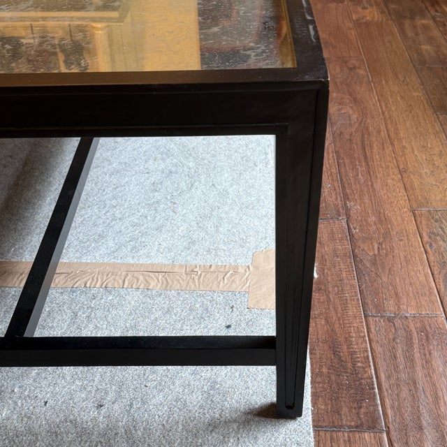 Wood Noir Antiqued Mirrored Coffee Table For Sale - Image 7 of 9