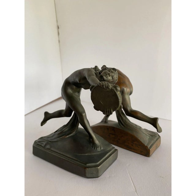 Art Nouveau Circa 1900s Art Nouveau Nude Female Nymph Cast Bronze Bookends- a Pair For Sale - Image 3 of 13