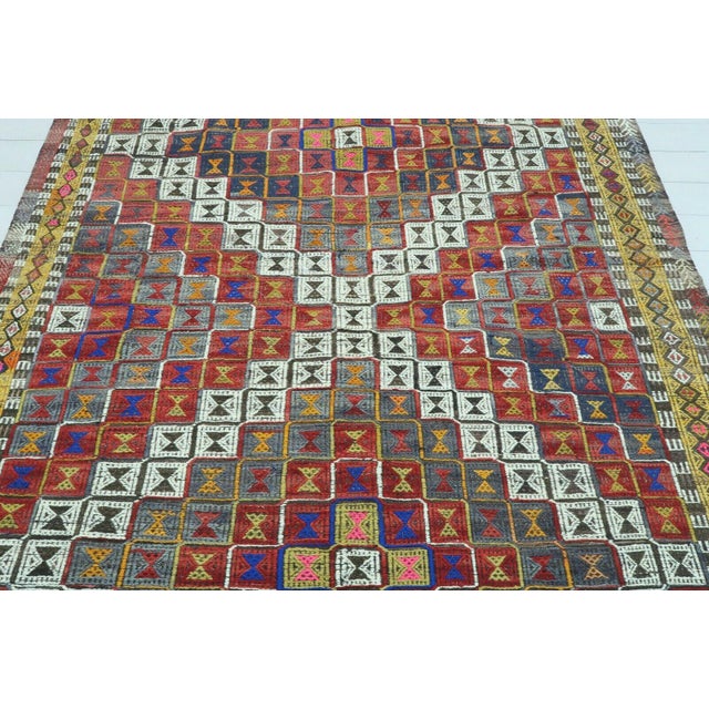 Traditional Vintage Turkish Sardes Nomad Kilim Rug - 67"x130" For Sale - Image 3 of 13