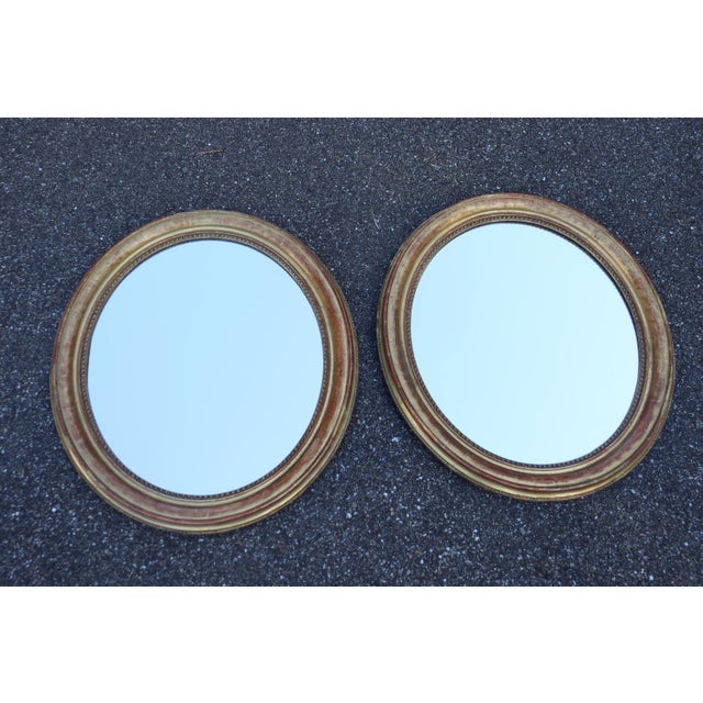 Yellow Louis Philippe Oval Giltwood Mirrors, Set of 2 For Sale - Image 8 of 12