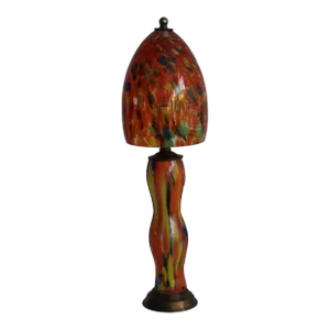 1930s Petite Czechoslovakian Style Art Glass Lamp