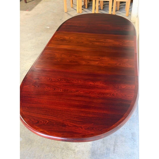 Extendable Rosewood Oval Dining Table Cross Pedestal Mid-Century Modern 1970s For Sale - Image 11 of 11