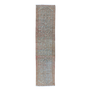 Antique Hand-Knotted Persian Hamadan Runner With Large Medallion Design 2'10 X 12'10